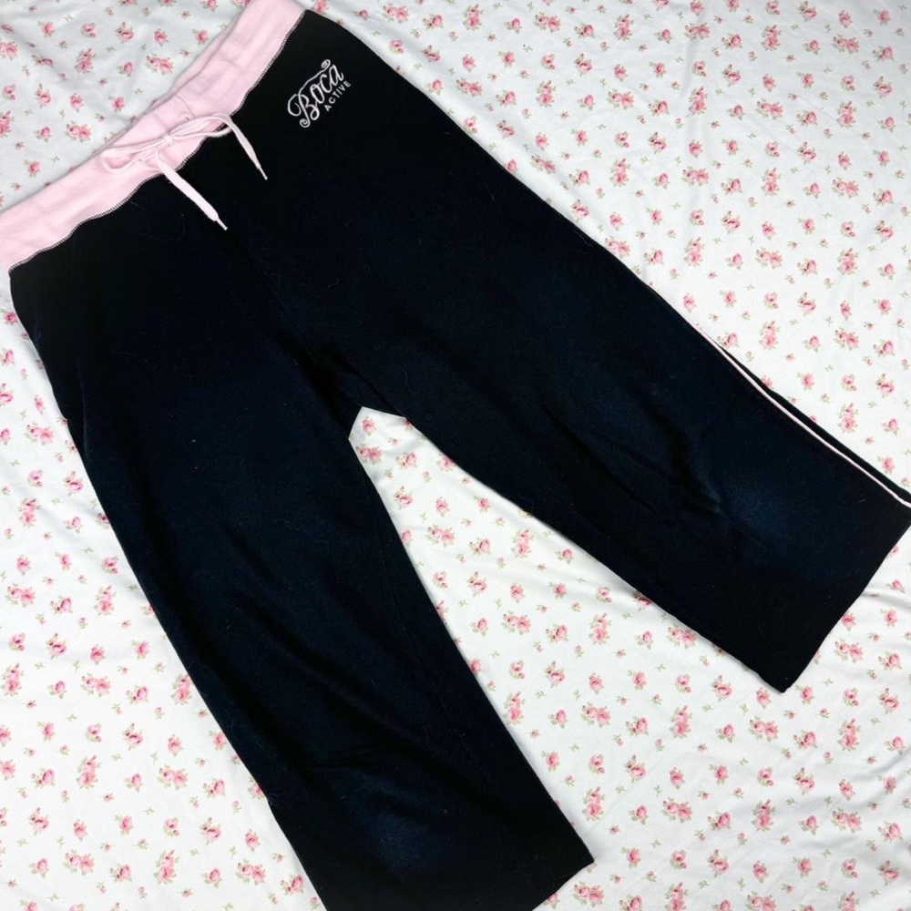 Y2K black and pink capri sweats